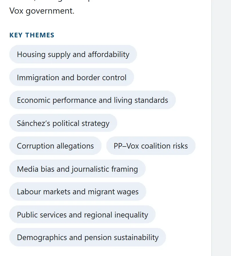 Real panel capture: the Key themes section of the Discussion surface.
