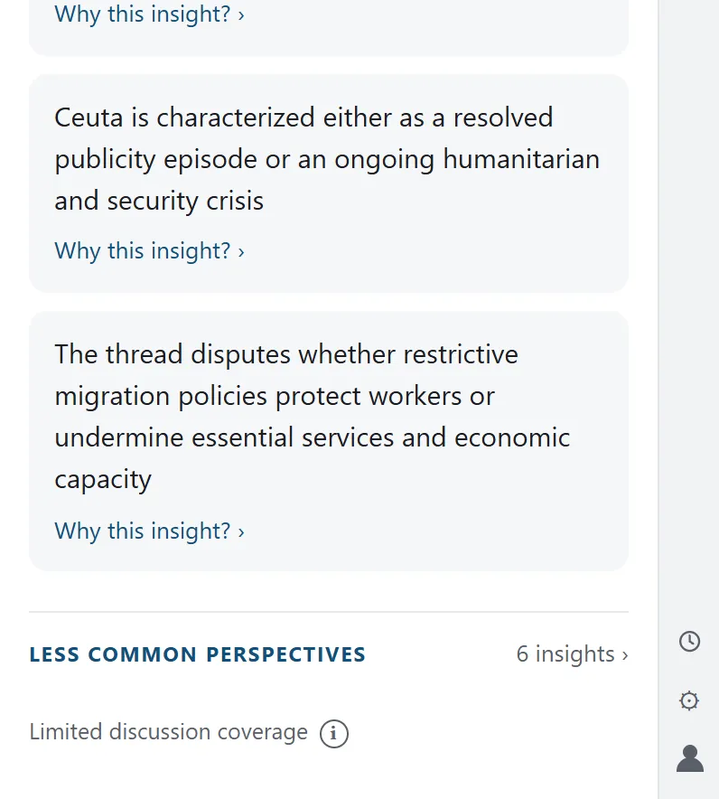 Real panel capture: Less common perspectives, below the main disagreements.